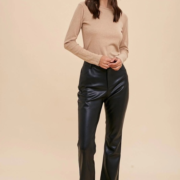 Flared Vegan Leather Pants - Picture 5 of 6